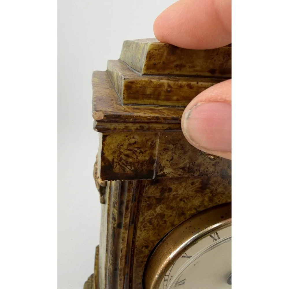Vintage Mantel Clock Marble Decorative Gold Tone‎ Accents Desktop Tabletop